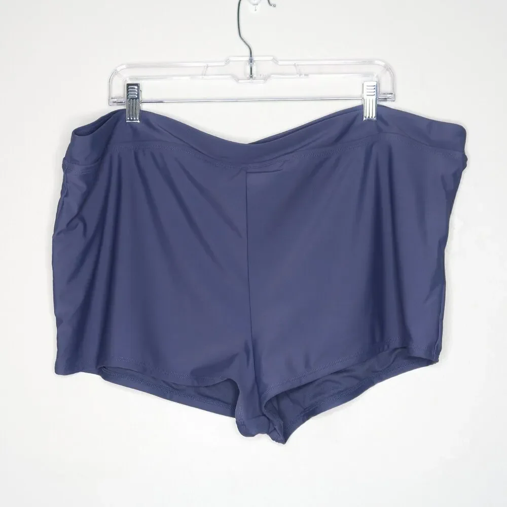 True Craft Womens Spandex Shorts Plus Size 2X Blue Active Gym‎ Training Yoga